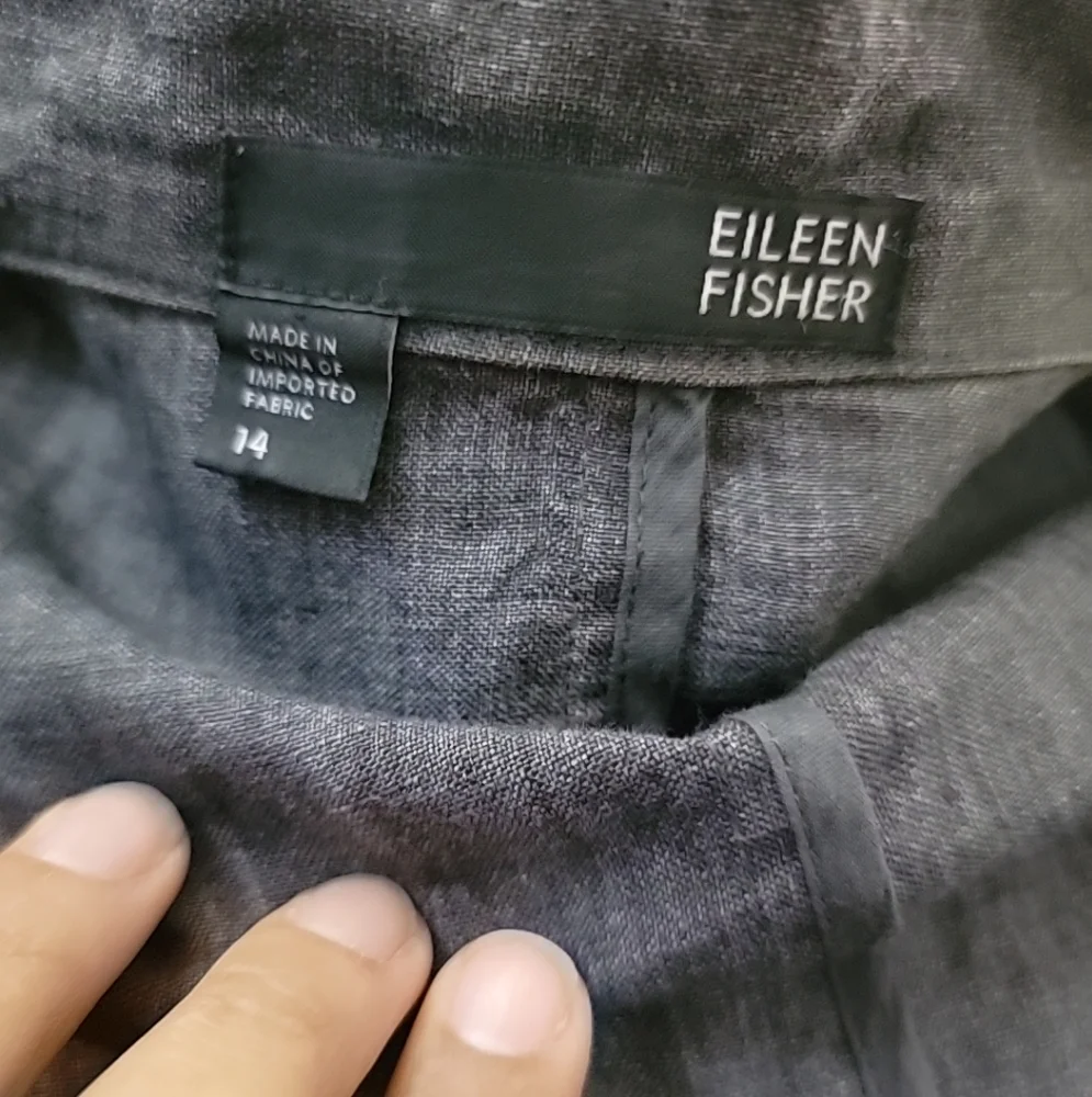 EILEEN FISHER Womens sz 14 Charcoal Gray Italian Linen Blend Blazer Jacket - Picture 6 of 6